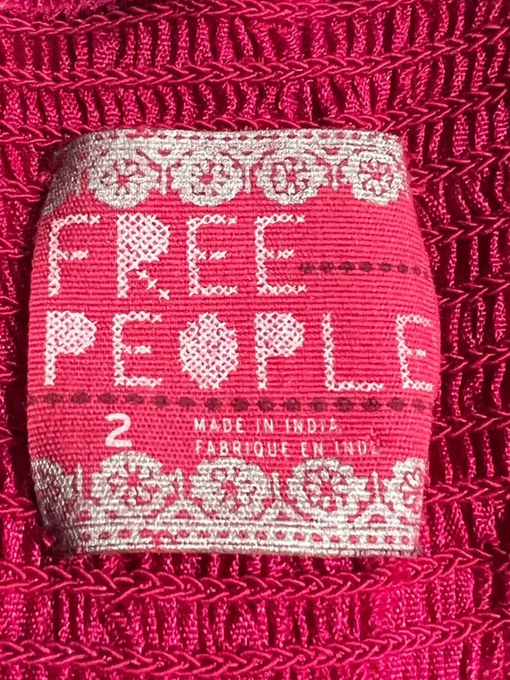 Free People Dress Viscose Pink Size 2 Mini Boho Crochet Slip Party